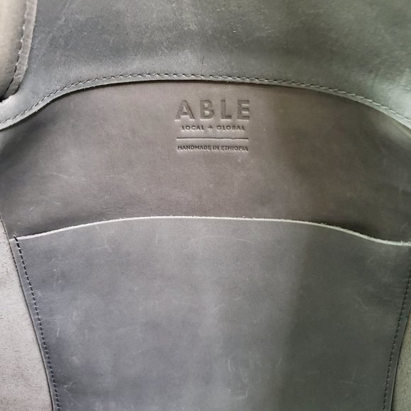 Able Rachel Gray Leather Tote Bag - Picture 4 of 8